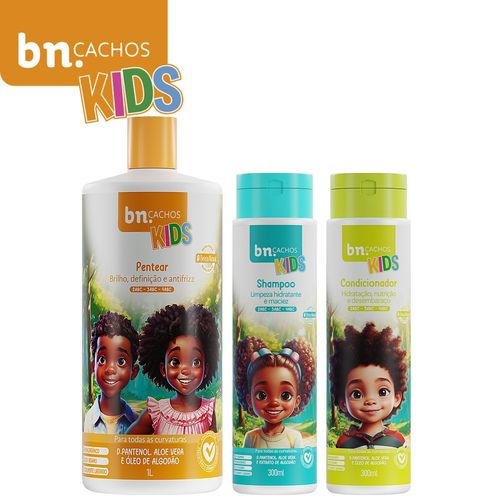 Kit Cachos Kids Bn.Cachos Shampoo Condicionador e Creme de Pentear 3 Itens