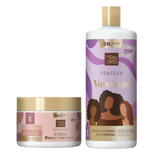 Kit Creme de Pentear Volumão + Tratamento Hidro Reconstrutor Do Seu Jeito