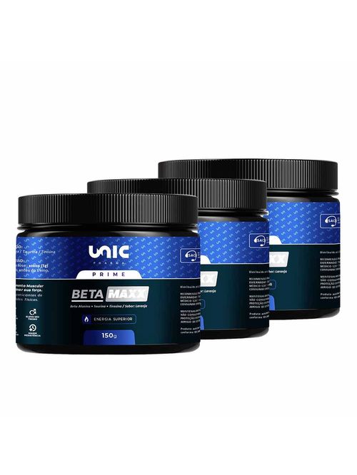 Kit 3 Pré-Treino Beta Maxx Laranja 450g Unicpharma
