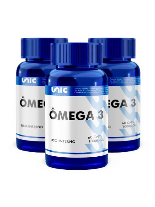 Kit Óleo de Peixe 1000mg (Ômega 3) 3 frascos de 60 Cáps