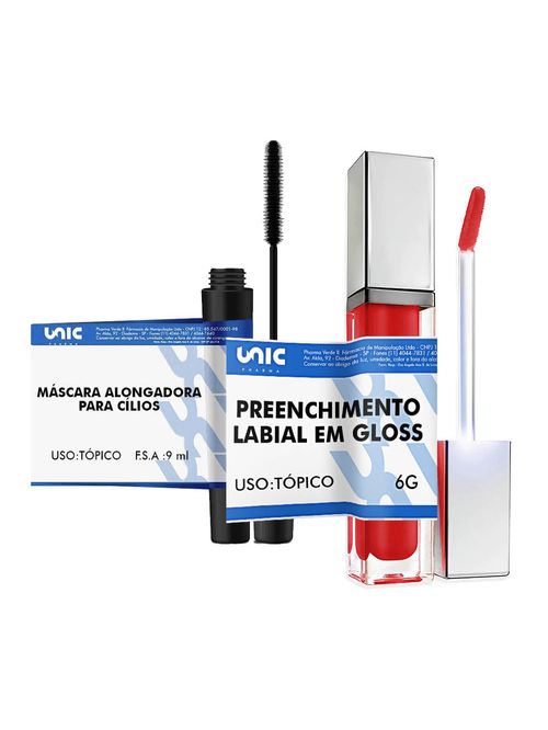 Mascara Alongadora Para Cílios 9Ml + Preenchimento Labial Em Gloss  6Gr