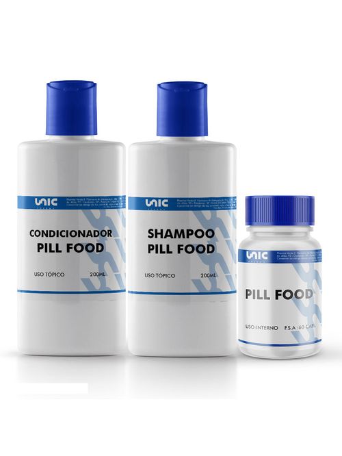 Kit Shampoo Pill Food + Condicionador Pill food 200ml (cada) + 60 cáps