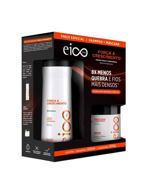Kit Eico Pro Força & Crescimento - Shampoo 300ml + Máscara 300g