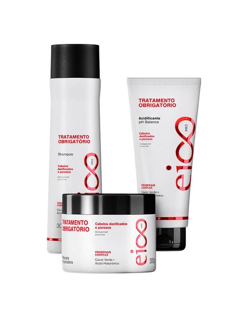 Kit Tratamento Capilar Reconstrução Eico Pro 3 Itens 790ml