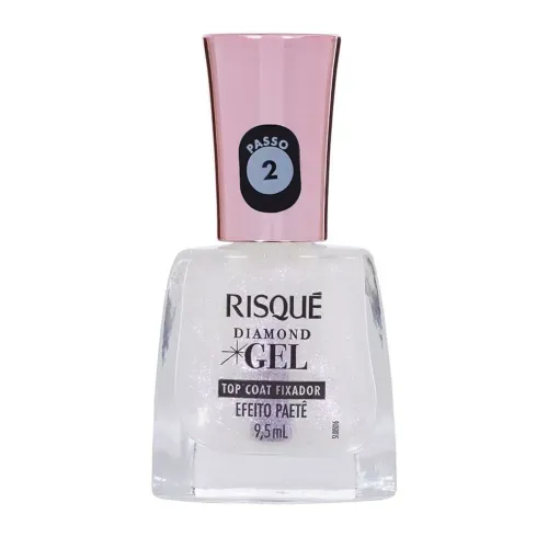 Top Coat Fixador Efeito Paetê Risqué Diamond Gel - 9,5ml