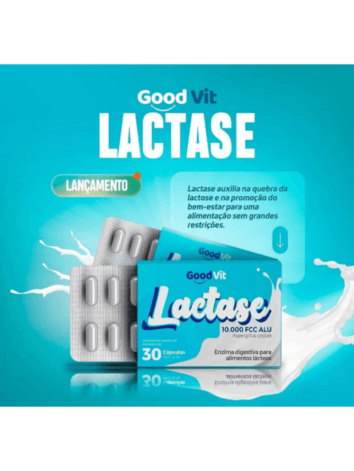 Lactase 10.000 FCC Good Vit C/30 Cápsulas – Auxilia na Digestão da Lactose
