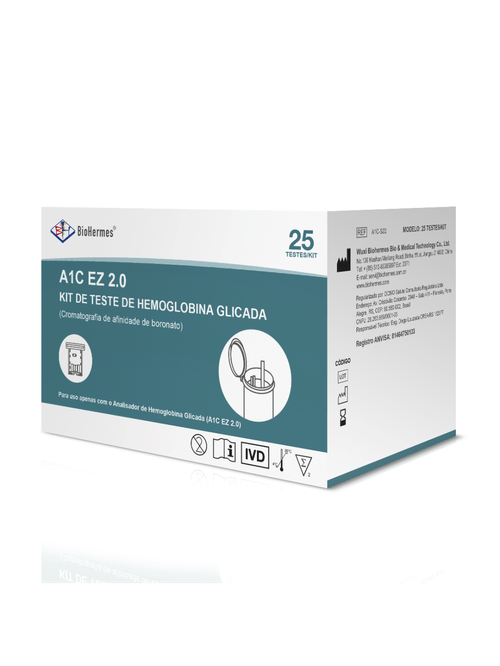 Tiras Reagentes Hemoglobina Glicada HbA1c A1C EZ 2.0 25 Unidades BioHermes