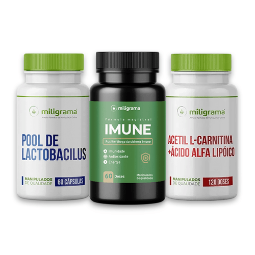 Kit Suplemento Cérebro Intestino e Imune 180 Doses Miligrama