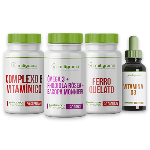 Suplemento Ansiedade e Depressão Kit 300 Cápsulas Complexo B D3 Ômega 3 Miligrama