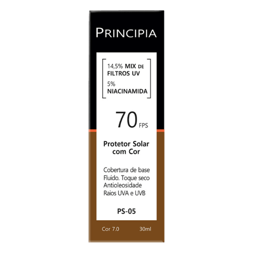 Protetor Solar Facial Antioleosidade com Cor 7.0 FPS 70 Principia PS-05 - 30ml