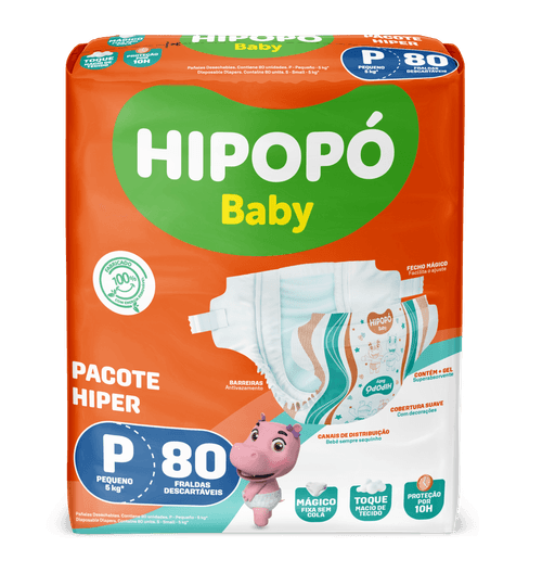 Fralda Hipopó Baby Hiper 80 unidades P