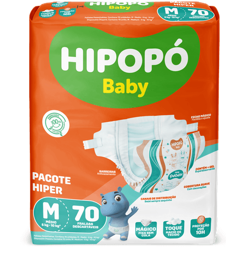 Fralda Hipopó Baby Hiper 70 Unidades M