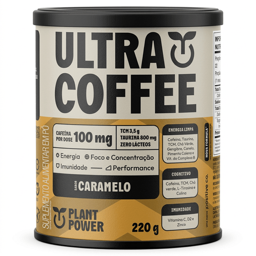 Ultracoffee Termogênico Caramelo Vegano com Vitaminas e Minerais   220g   -  Plant Power