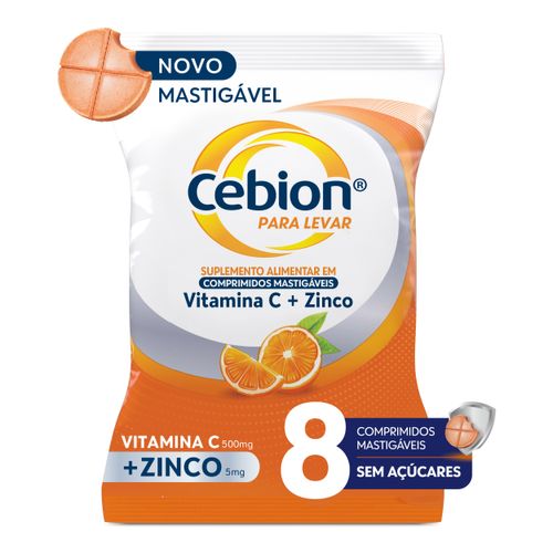 Suplemento Laranja Cebion para Levar - 8 Comprimidos Mastigáveis