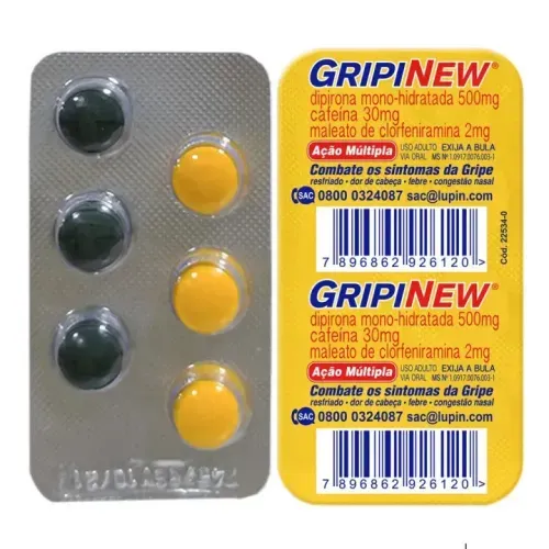 Gripinew 250mg + 30mg + 250mg + 2mg   6 Comprimidos Revestidos  -  Medquímica