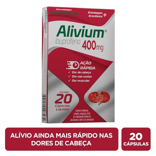 Alivium 400mg  Caixa 20 Cápsulas Líquidas Embalagem Econômica