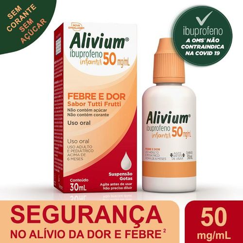 Alivium Infantil Tutti Frutti 50mg/ml   Caixa 30ml Suspensão Gotas
