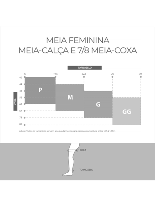 Meia Coxa 7/8 Attiva Media Compressao 18-21 Fem Fechada Preta Tamanho G Cor PRETA G