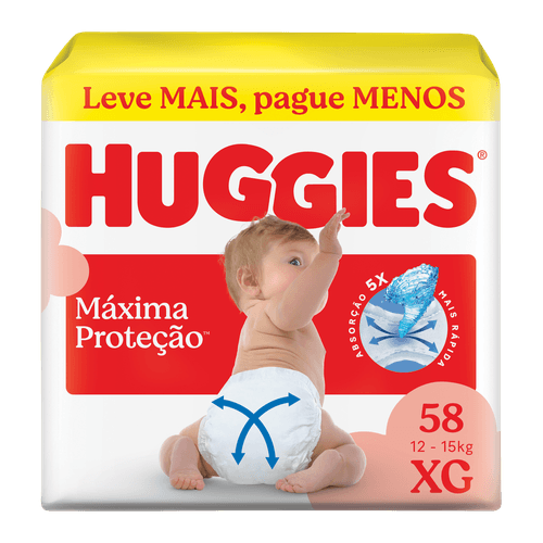 Fralda Huggies Máxima Proteção 58 Unidades XG