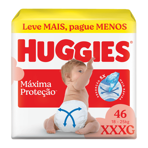 Fralda Huggies Máxima Proteção 48 Unidades XXXG