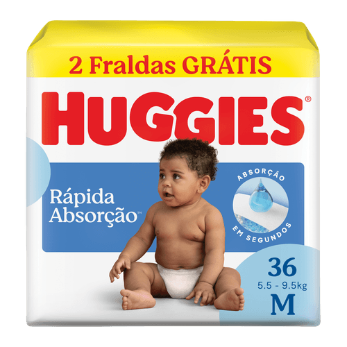 Fralda Huggies Rápida Absorção 36 Unidades M