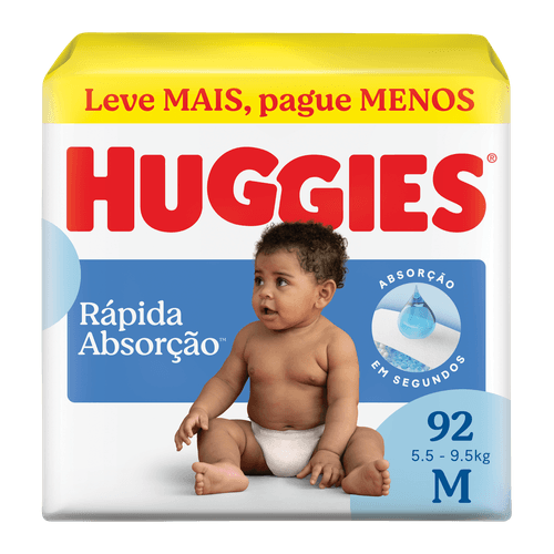 Fralda Huggies Rápida Absorção 92 Unidades M