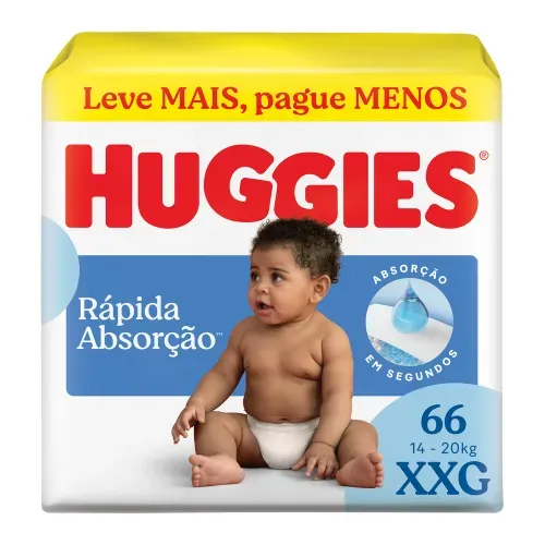 Fralda Huggies Rápida Absorção 66 unidades XXG