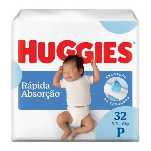 Fralda Huggies Rápida Absorção 32 Unidades P