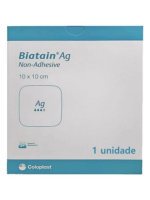 Curativo de Espuma com Prata Biatain AG Coloplast 39622 - Não Adesivo - 10x10 cm - unidade