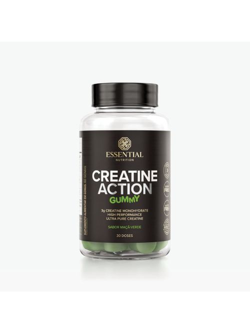 Creatina Action Gummy Maçã Verde 60 Gomas Essential Nutrition