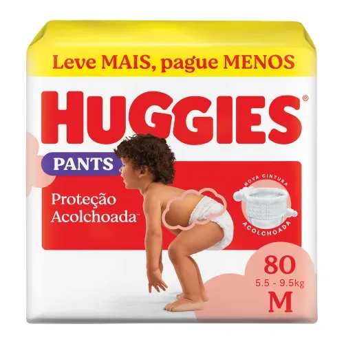 Fralda Pants Roupinha Huggies Proteção Acolchoada 80 unidades M
