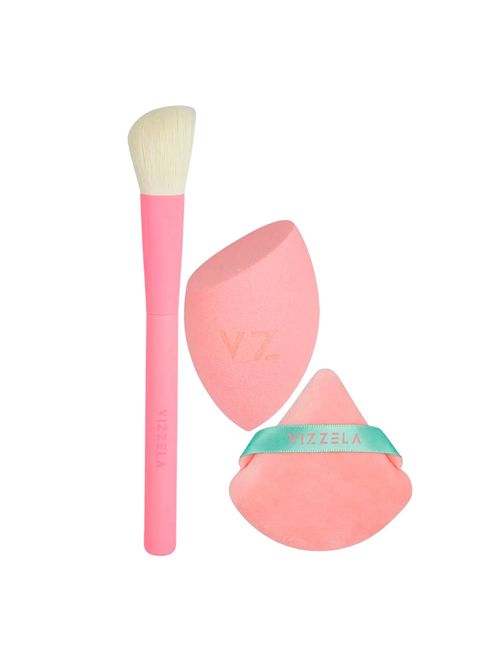Kit de Maquiagem Essentials 1 Pincel e 2 Esponjas Vizzela