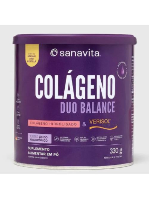 Colágeno Duo Balance Verisol e Ácido Hialurônico Abacaxi Hortelã 330g Sanavita