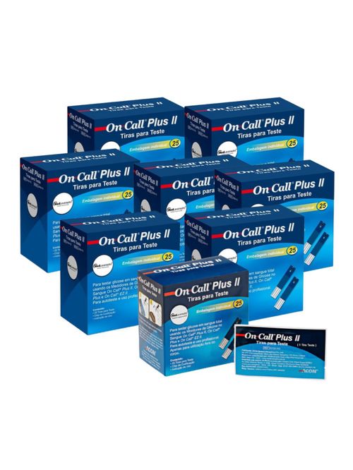 200 Tiras de Glicose Individuais On Call Plus II