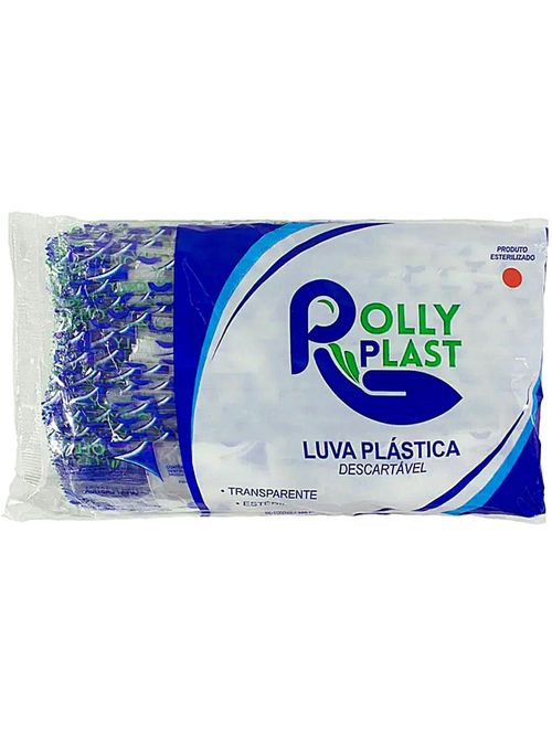 Luva Plástica PollyPlast Descartável Estéril - 100 unidades