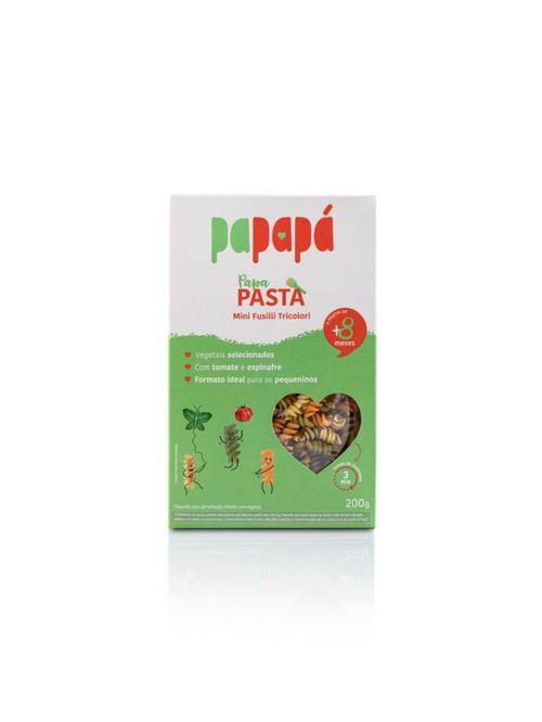 Macarrão Infantil Mini Fusilli Tricolori com Vegetais 200g Papapá