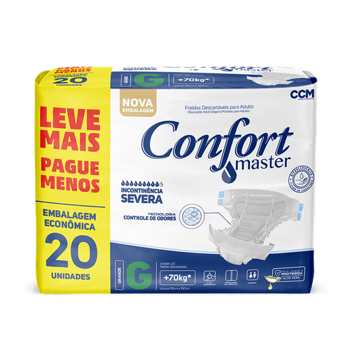 Fralda Geriátrica Confort Master G - Pacote com 20 Unidades