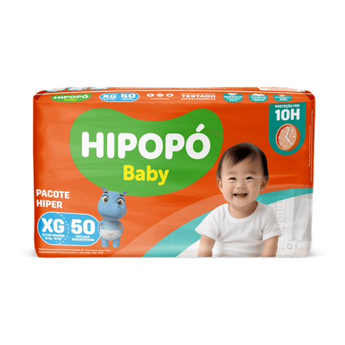 Fralda Hipopó Baby Hiper 50 unidades XG