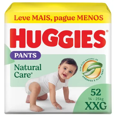 Fralda Huggies Pants Premium Natural Care 52 Unidades XXG
