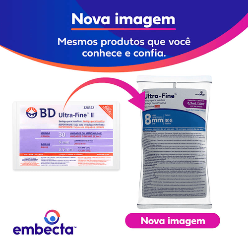 Seringa para Insulina BD Ultra-Fine com Agulha 8mm 30UI - 10 Unidades