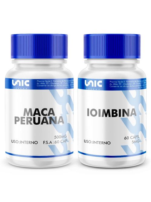Maca Peruana 500mg + Ioimbina 5mg 120 Cápsulas - Unicpharma