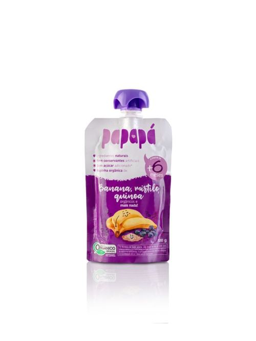 Papinha Orgânica Banana Mirtilo e Quinoa 100g Papapá