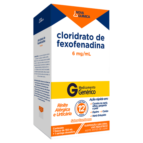 Cloridrato de Fexofenadina 6mg/ml Suspensão 150ml - Nova Química