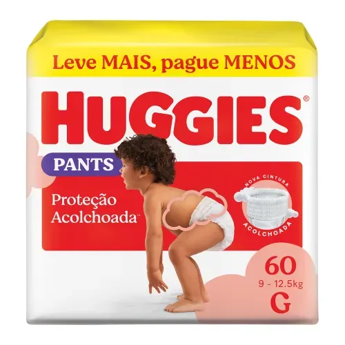 Fralda Huggies Pants Roupinha Proteção Acolchoada 60 Unidades G