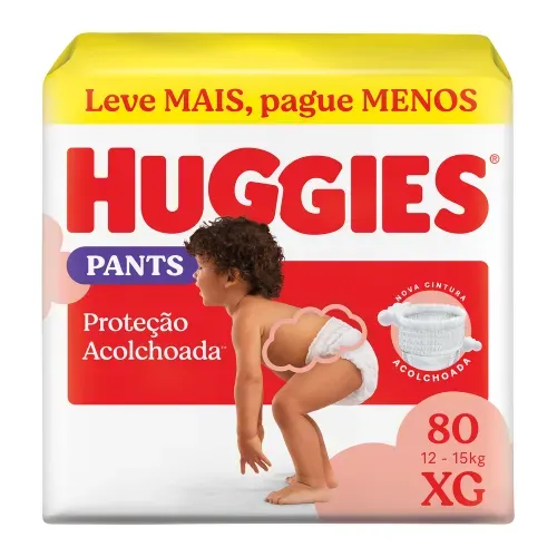 Fralda Huggies Pants Roupinha Proteção Acolchoada 80 Unidades XG