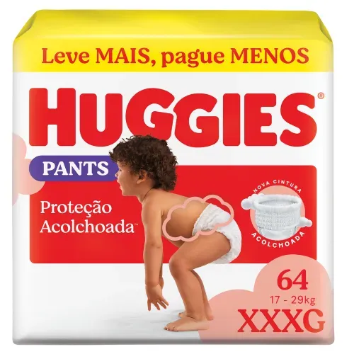 Fralda Huggies Pants Roupinha Proteção Acolchoada 64 Un XXXG