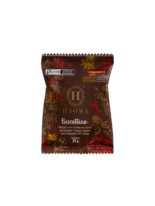 Biscottino 56% Cacau com Creme de Caramelo Salgado Linha Stevia Haoma 21g