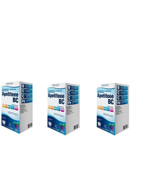 Kit C/3 Apetiteee BC Uva 240 ML Vitamina C+ B1 B2 B6 - Prevent