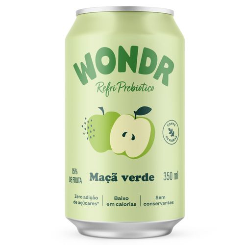Refrigerante Prebiótico Maça Verde Wondr 350ml