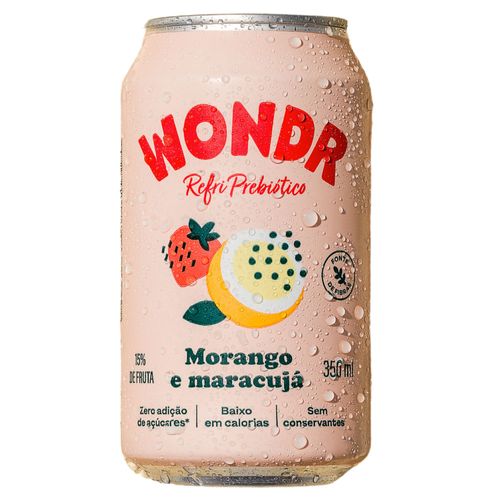 Refrigerante Prebiótico Morango E Maracujá Wondr 350ml